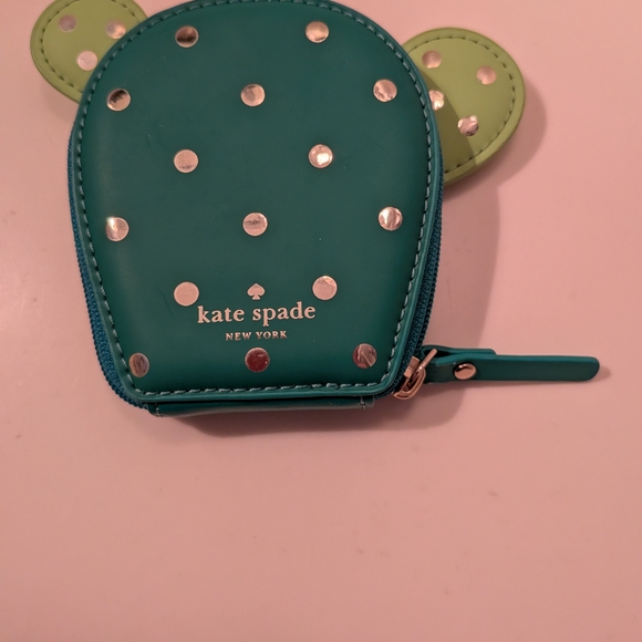 RARE Kate Spade Cactus Teal Green and Pink Polka Dot Coin Purse - Picture 3 of 5